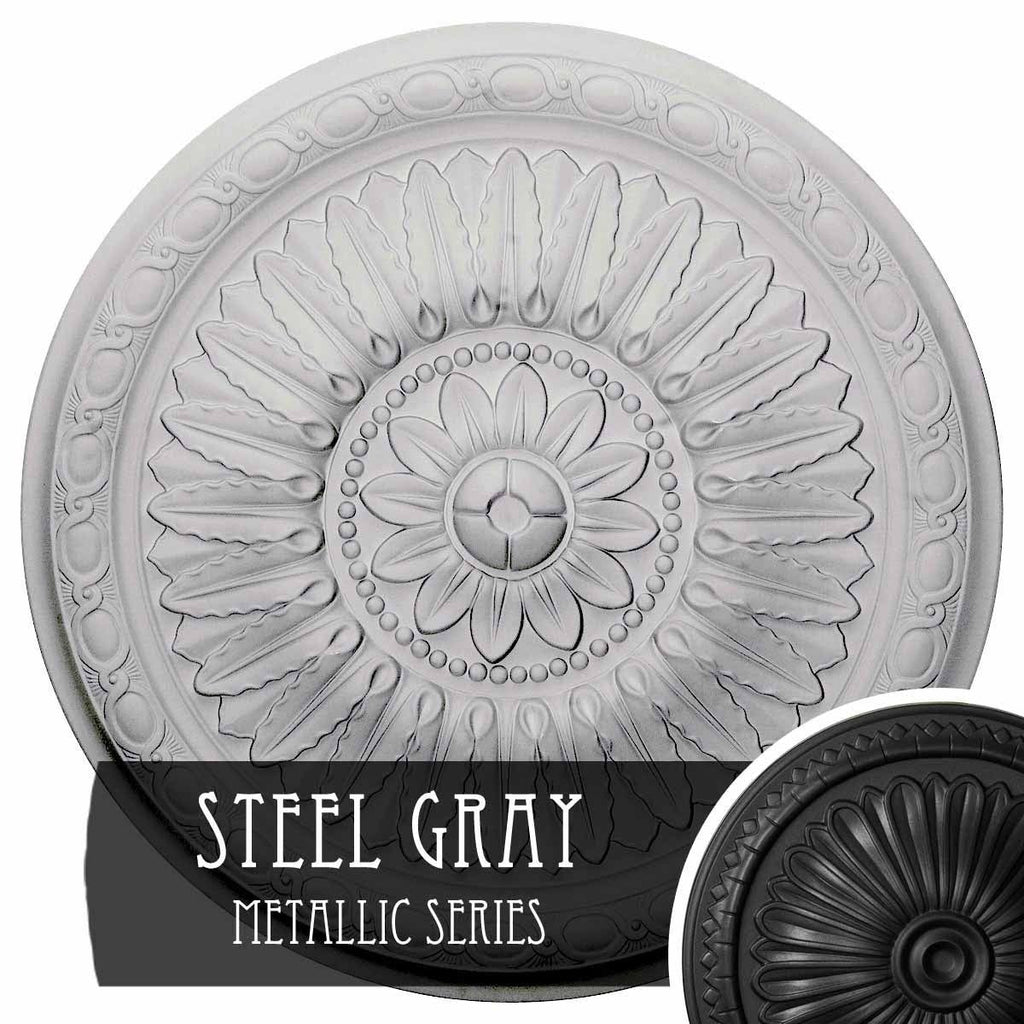 24 inch x 1 5/8 inch Hand-Painted Steel Gray Ceiling Medallion Z57248