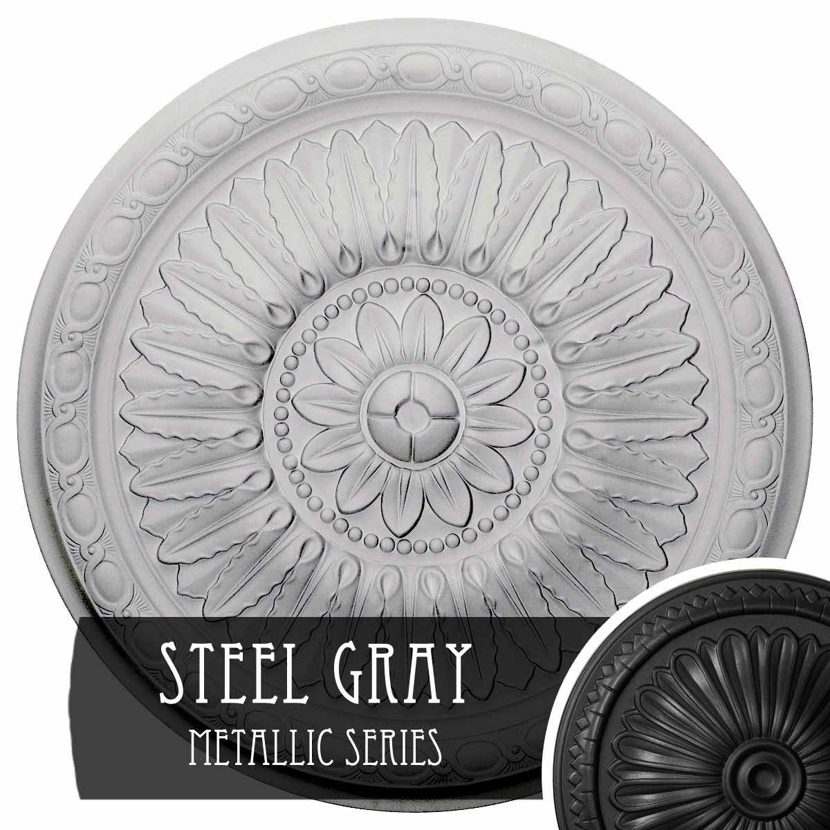24 inch x 1 5/8 inch Hand-Painted Steel Gray Ceiling Medallion Z57248