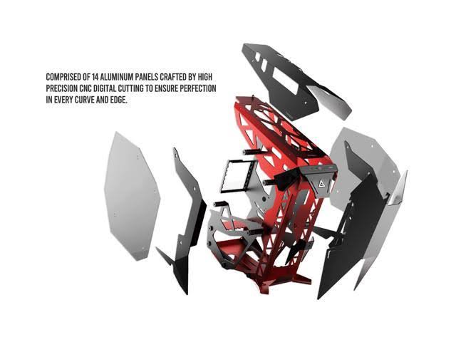 Black Red Aluminum ATX Mid Tower Computer Case S93840
