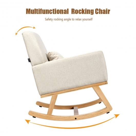 Beige Upholstered Rocking Armchair J951544