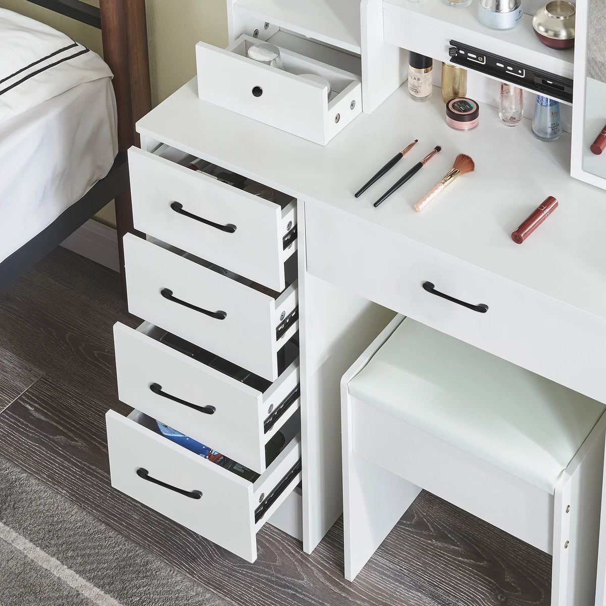 White Vanity Set with Mirror & Lights T632