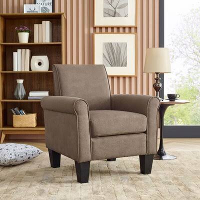Light Brown Microfiber Wide Armchair U90172