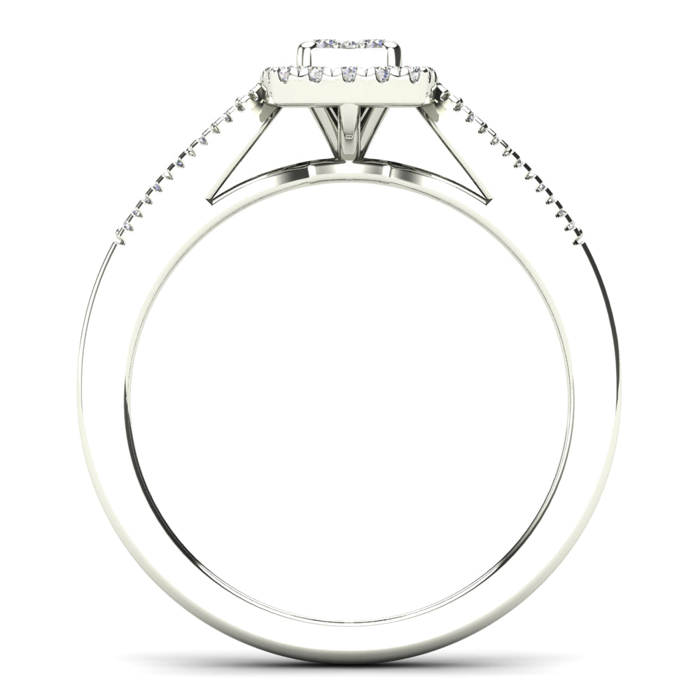 10K White Gold Diamond Square Frame Engagement Ring D4504
