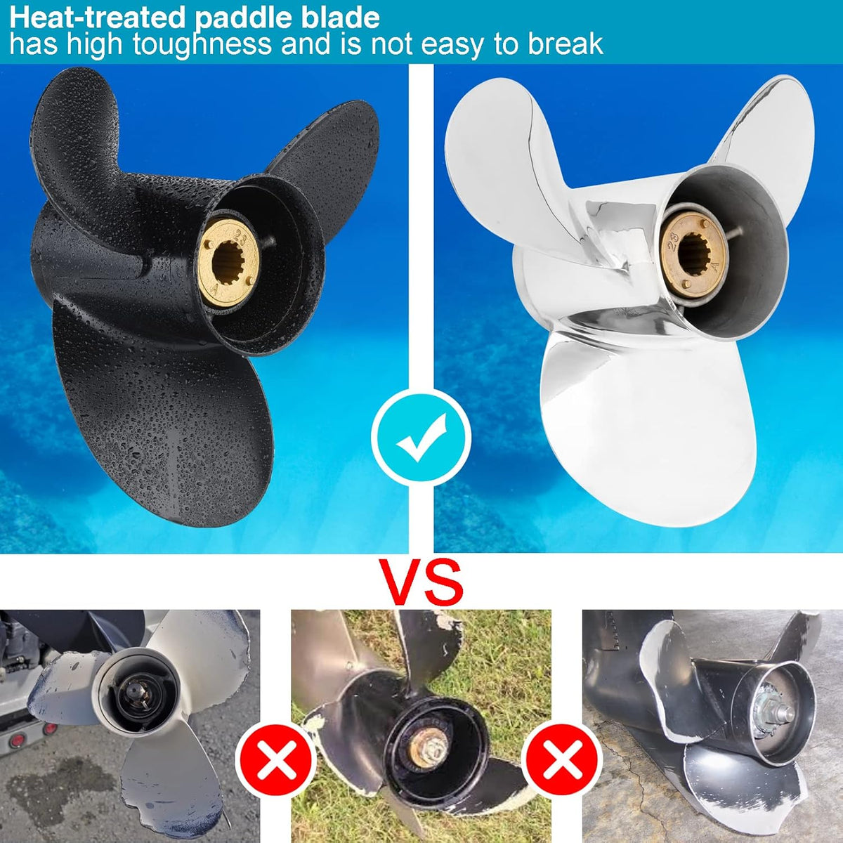 Aluminum Outboard Propeller for Mercury Engines, 13 Spline Tooth, RH, Pack of 2 M6286