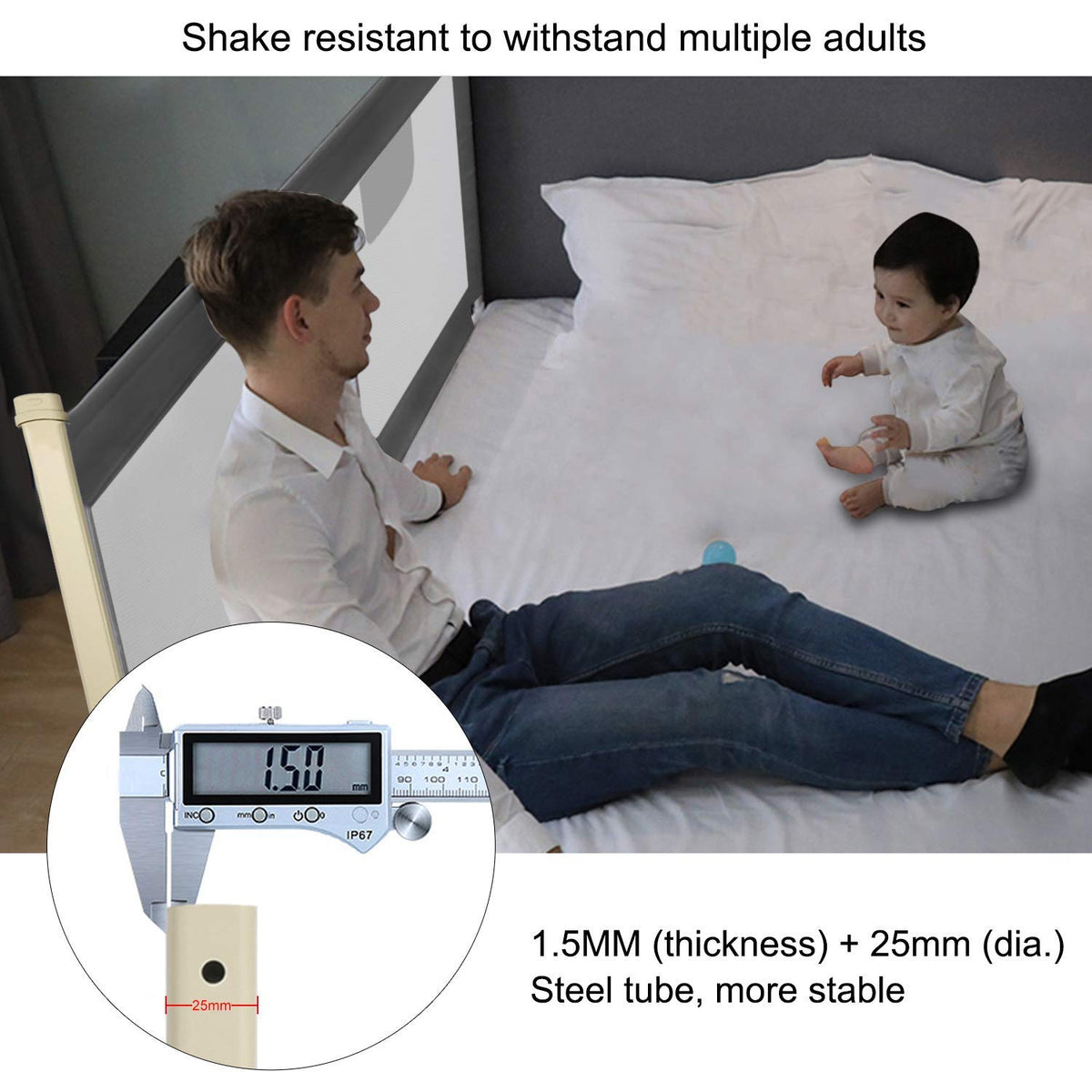 Toddler Bed Rail Guard with Double Lock K7511