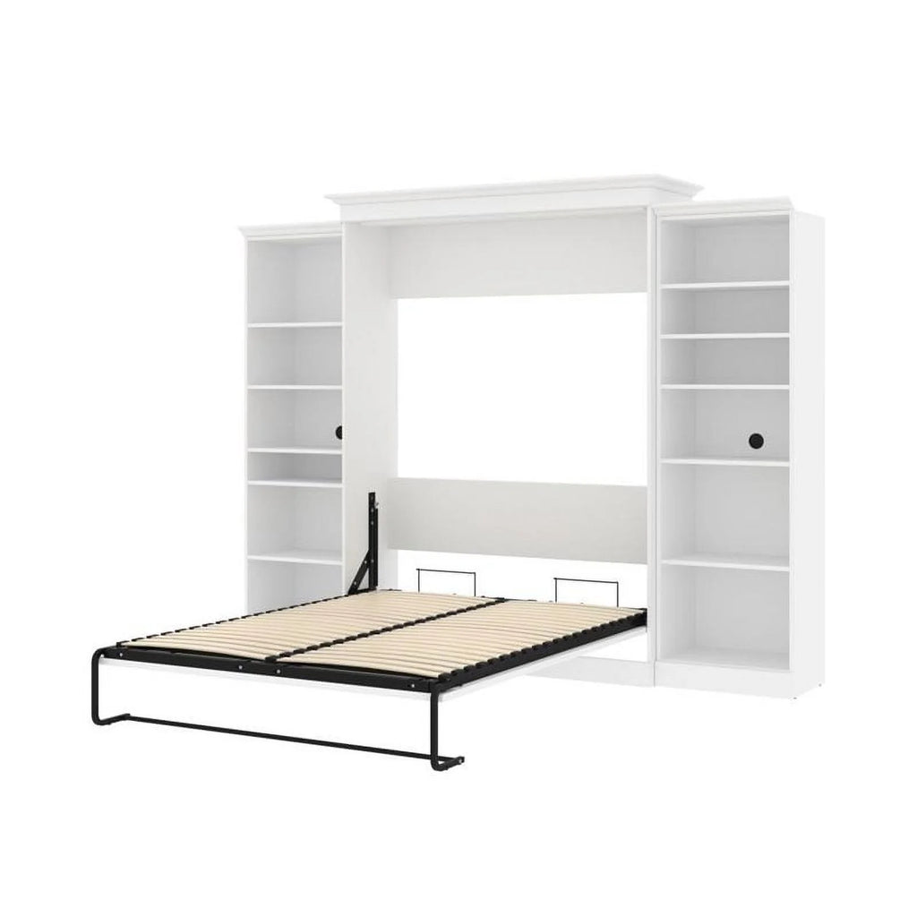 Queen Wall Bed with Storage in White Q62920