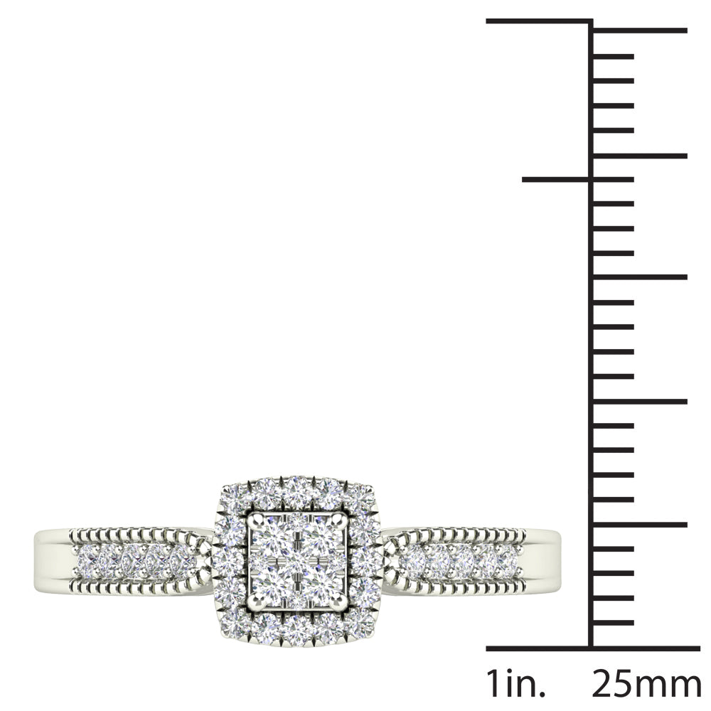 10K White Gold Diamond Square Frame Engagement Ring D4504