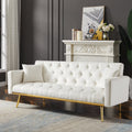 Cream White Convertible Folding Futon Sofa Bed H7294