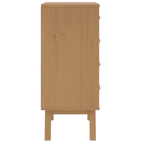 White and Brown Solid Wood Bedside Cabinet with Drawers R7147