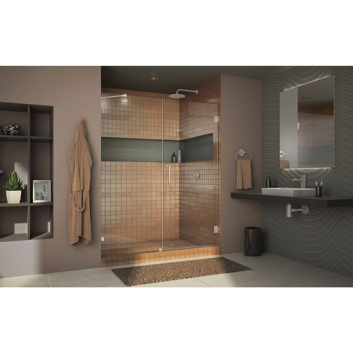 Frameless Hinged Brushed Nickel Shower Door K89668