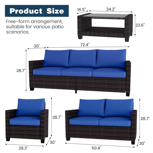 5-Piece PE Rattan Sectional Sofa Set with Storage Table I2459