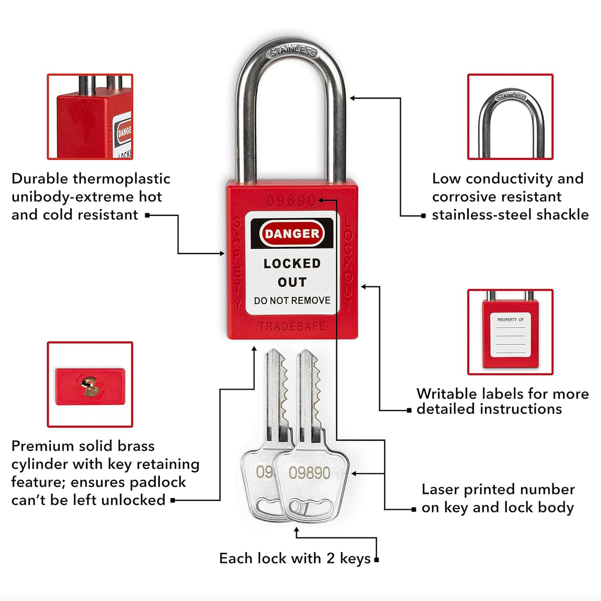 Safety Locks Station with 20 Padlocks, Impact-Resistant Carbon Steel Body Y7322