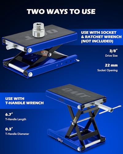 1100lb Motorcycle Scissor Lift Jack with Wide Deck T Handle T8195