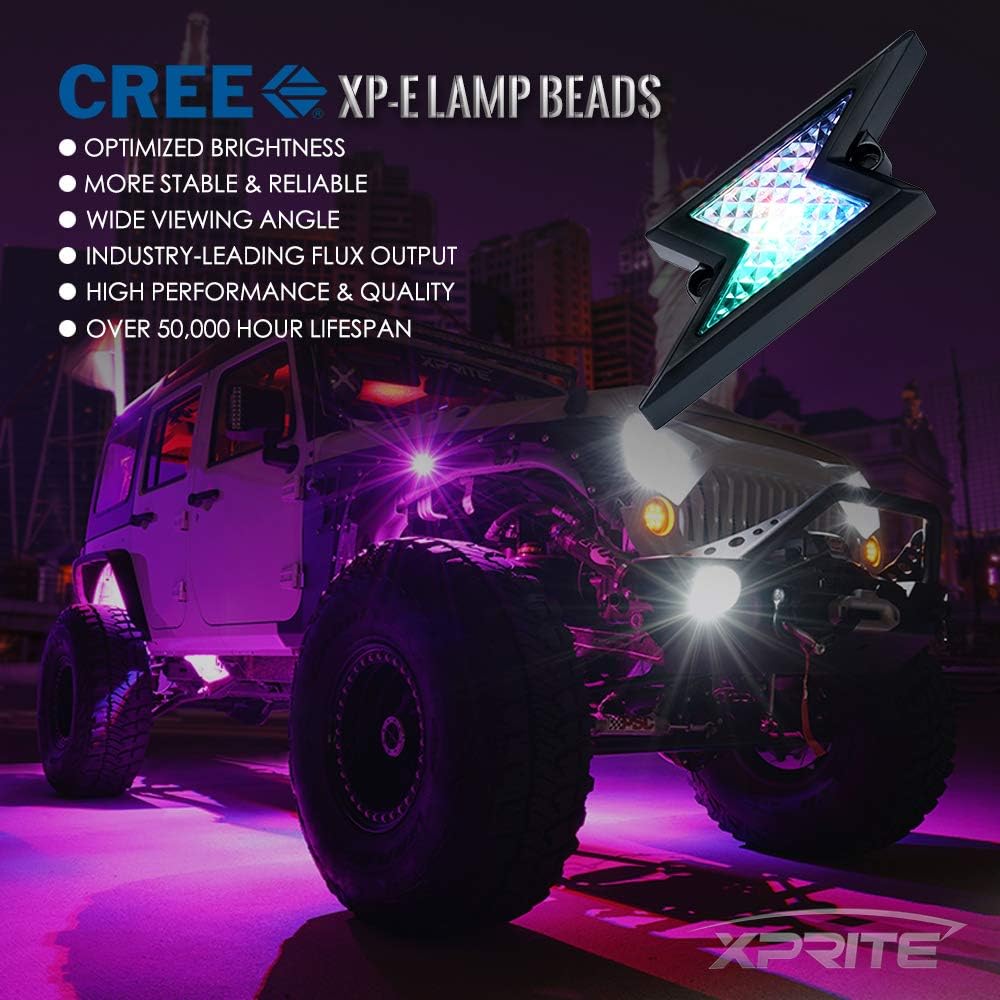 RGB LED Rock Lights Kit with Wireless Remote Control, 6PCS V770911