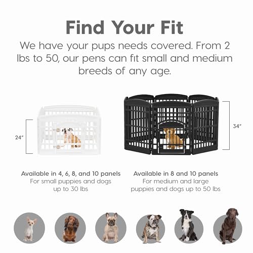 Black 8-Panel Dog Playpen with Door H662