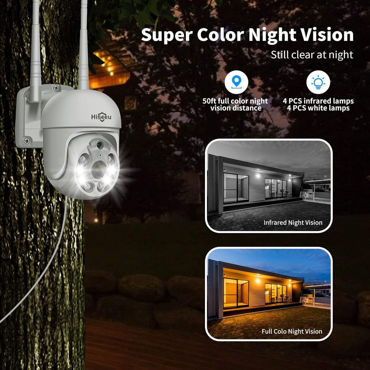 3MP Outdoor WiFi Pan/Tilt Security Camera with Floodlights G13165