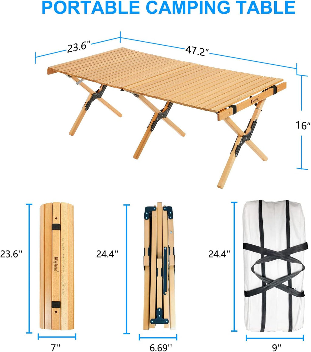 4ft Foldable Wooden Picnic Table with Carry Bag H83720