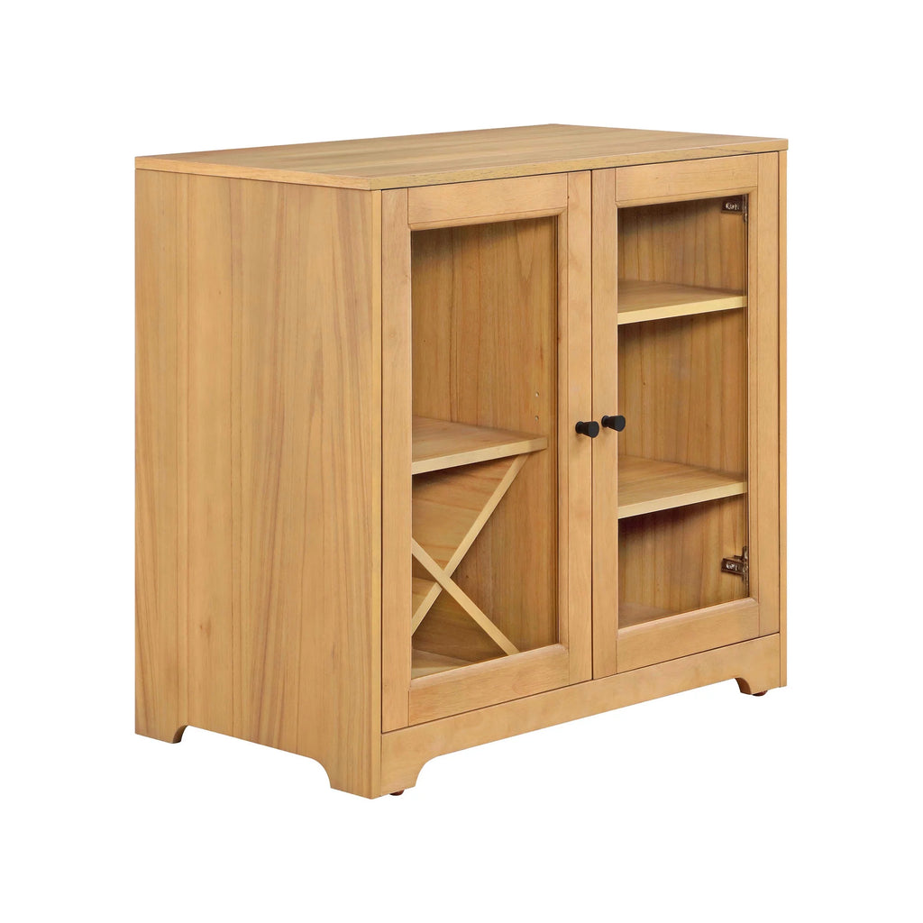 Natural Oak Bar Cabinet with Solid Wood Frame O505