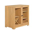 Natural Oak Bar Cabinet with Solid Wood Frame O505