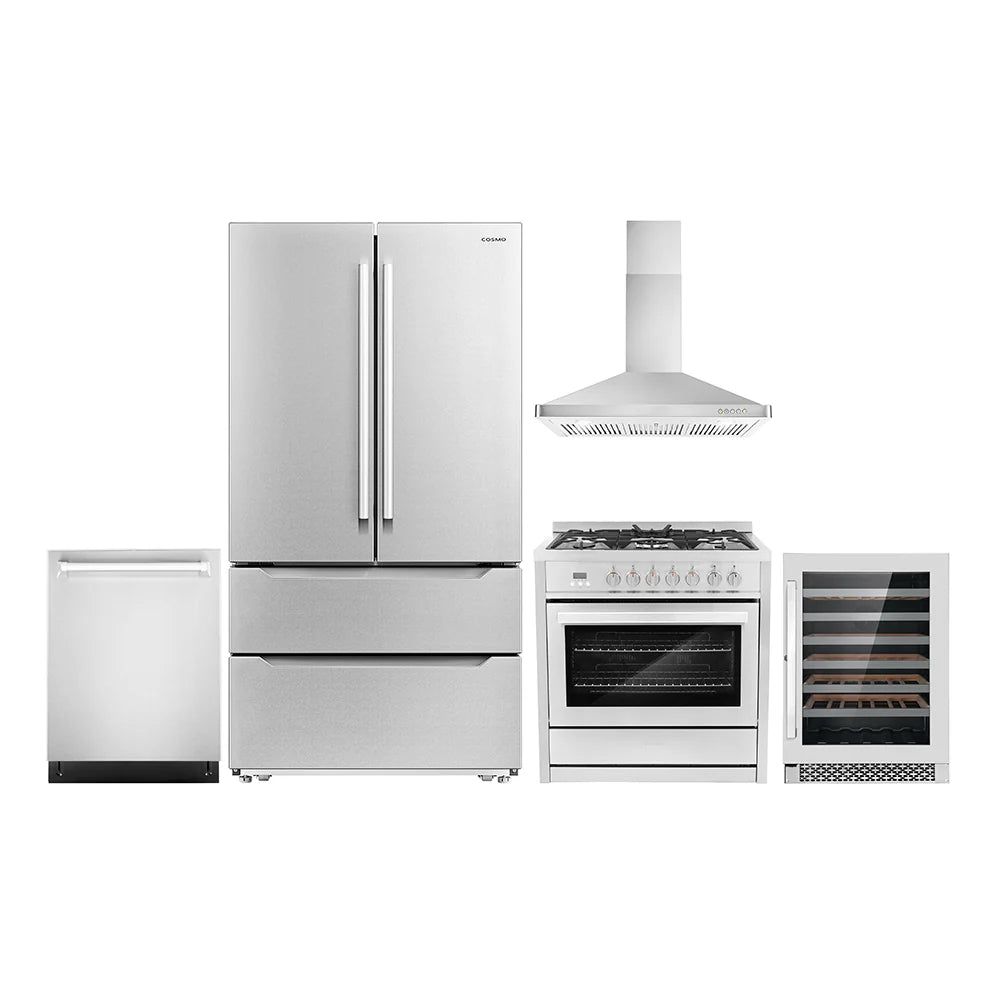 36 Dual Fuel Range, Wall Mount Range Hood, Dishwasher, Refrigerator with Ice Maker and Wine Cooler X66412