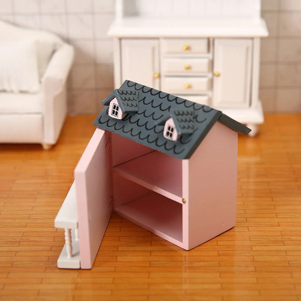 5pcs Wood Miniature House Ornament O24704
