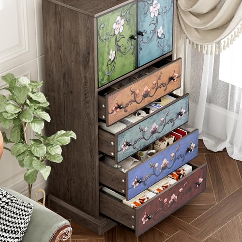 50'' Tall 4 Drawer 2 Door Wood Dresser K1546