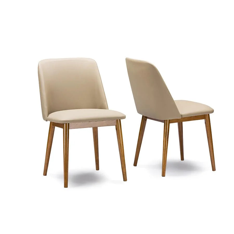 Light Brown and Beige Faux Leather Dining Chair (Set of 2) Z359