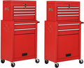 2PCS Rolling Tool Chest, 6-Drawer Toolbox Set of 2, Lockable Cabinet F746