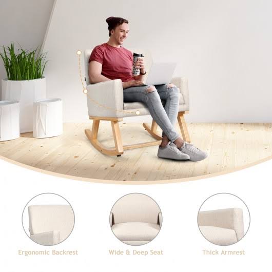 Beige Upholstered Rocking Armchair J951544