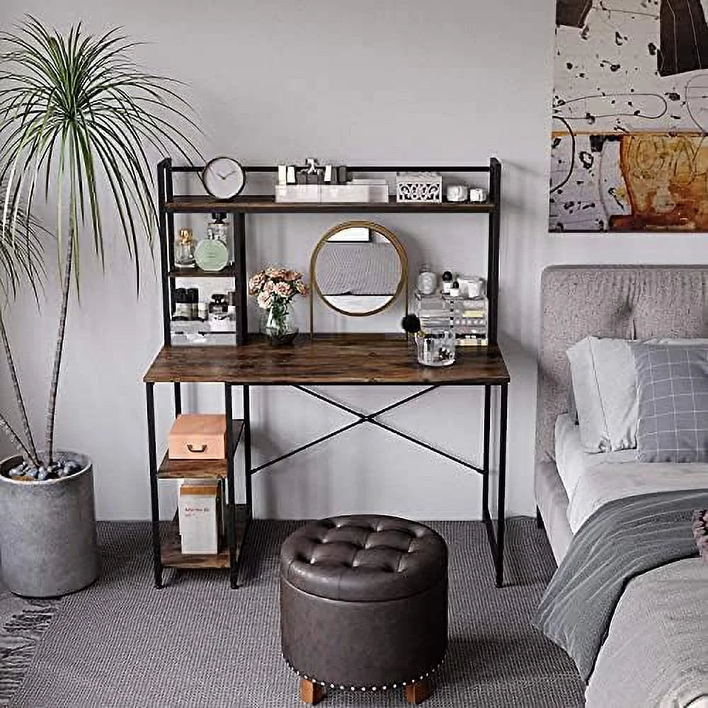 Computer Desk with Hutch and Shelves 47 Inch Adjustable S64362