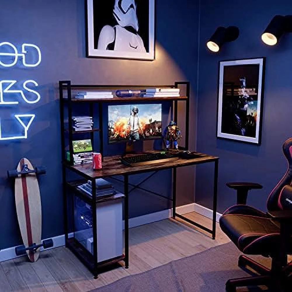 Computer Desk with Hutch and Shelves 47 Inch Adjustable S64362