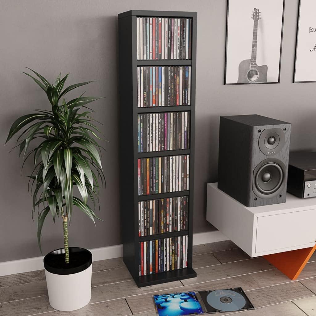 White and Sonoma Oak 8.3x9x34.6 Chipboard CD Cabinet Pack of 2 G345