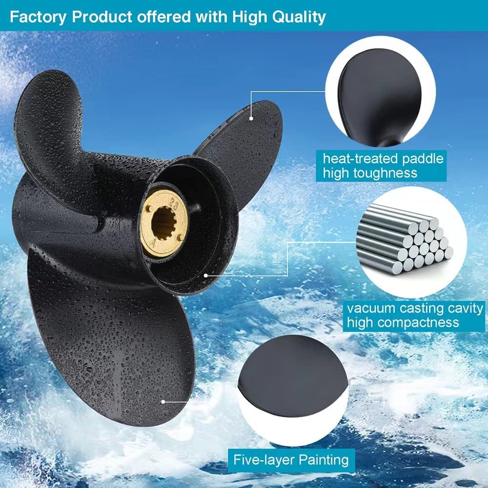 Aluminum Outboard Propeller for Mercury Engines, 13 Spline Tooth, RH, Pack of 2 M6286