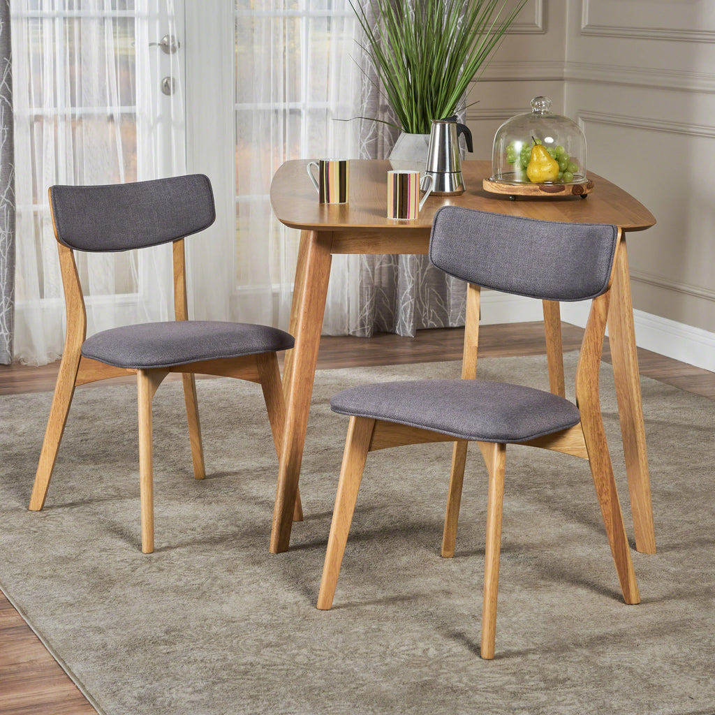 Dark Grey Fabric Dining Chairs Set of 2 A4692