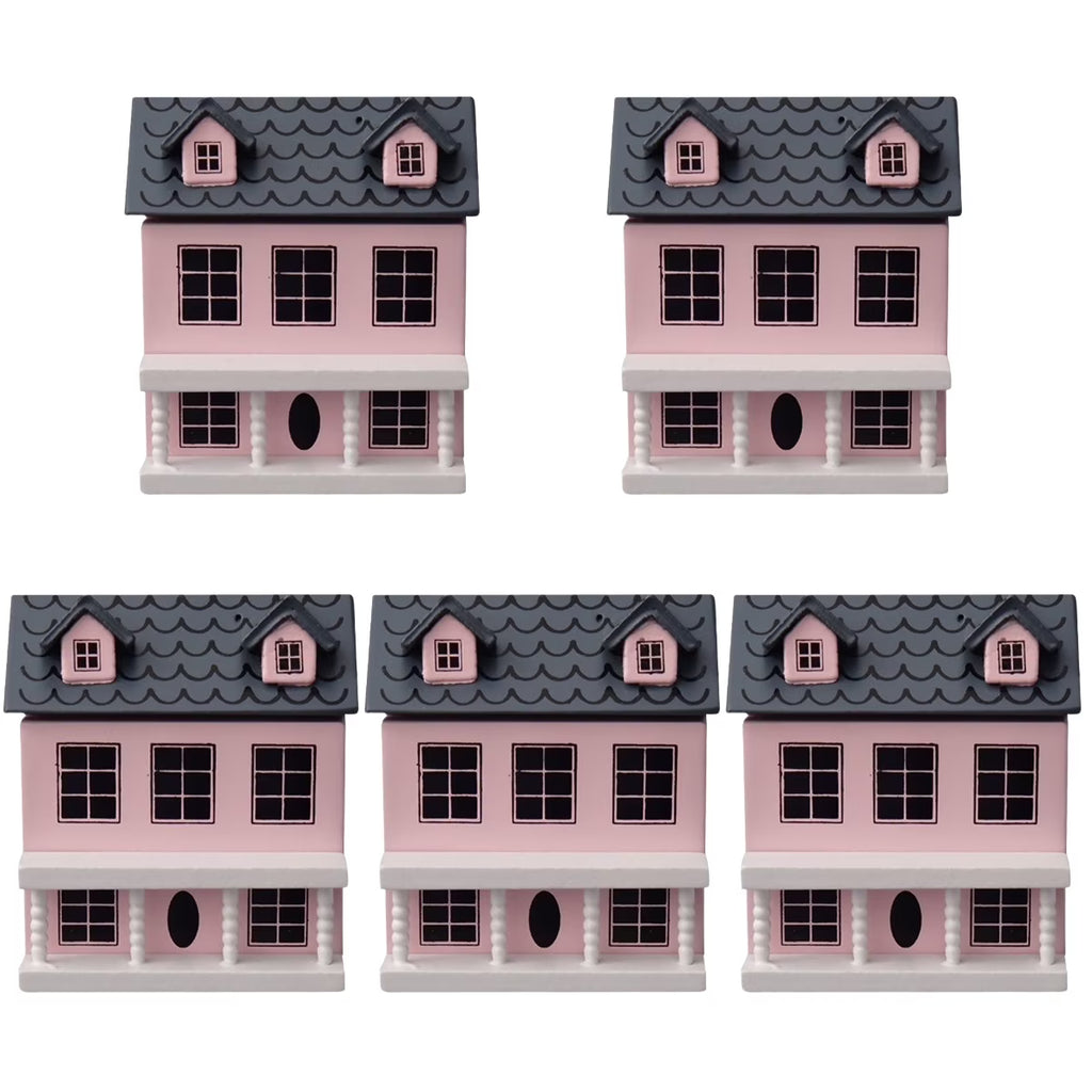 5pcs Wood Miniature House Ornament O24704