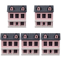 5pcs Wood Miniature House Ornament O24704