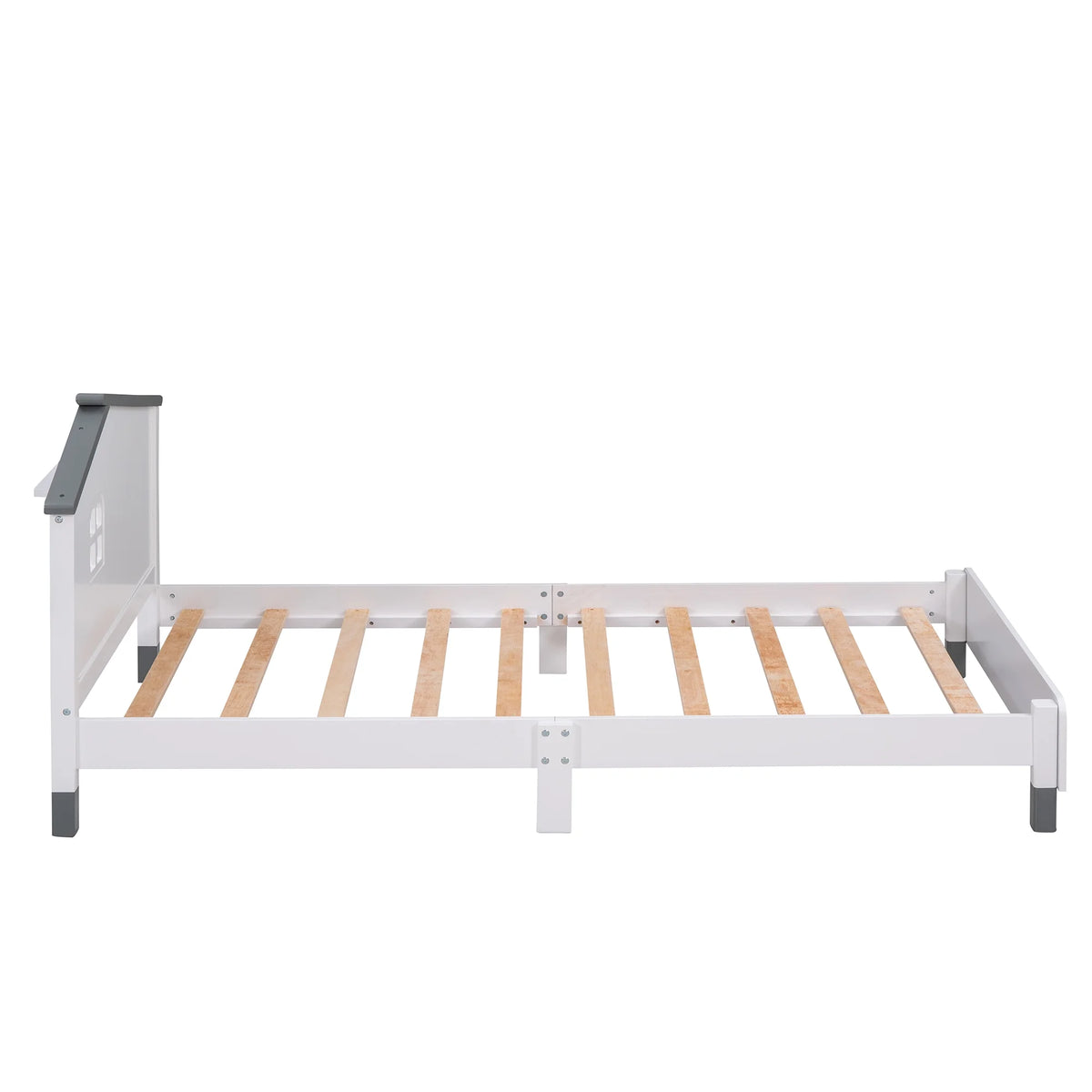 Twin Size Wood Platform Bed with House-Shaped Headboard E181