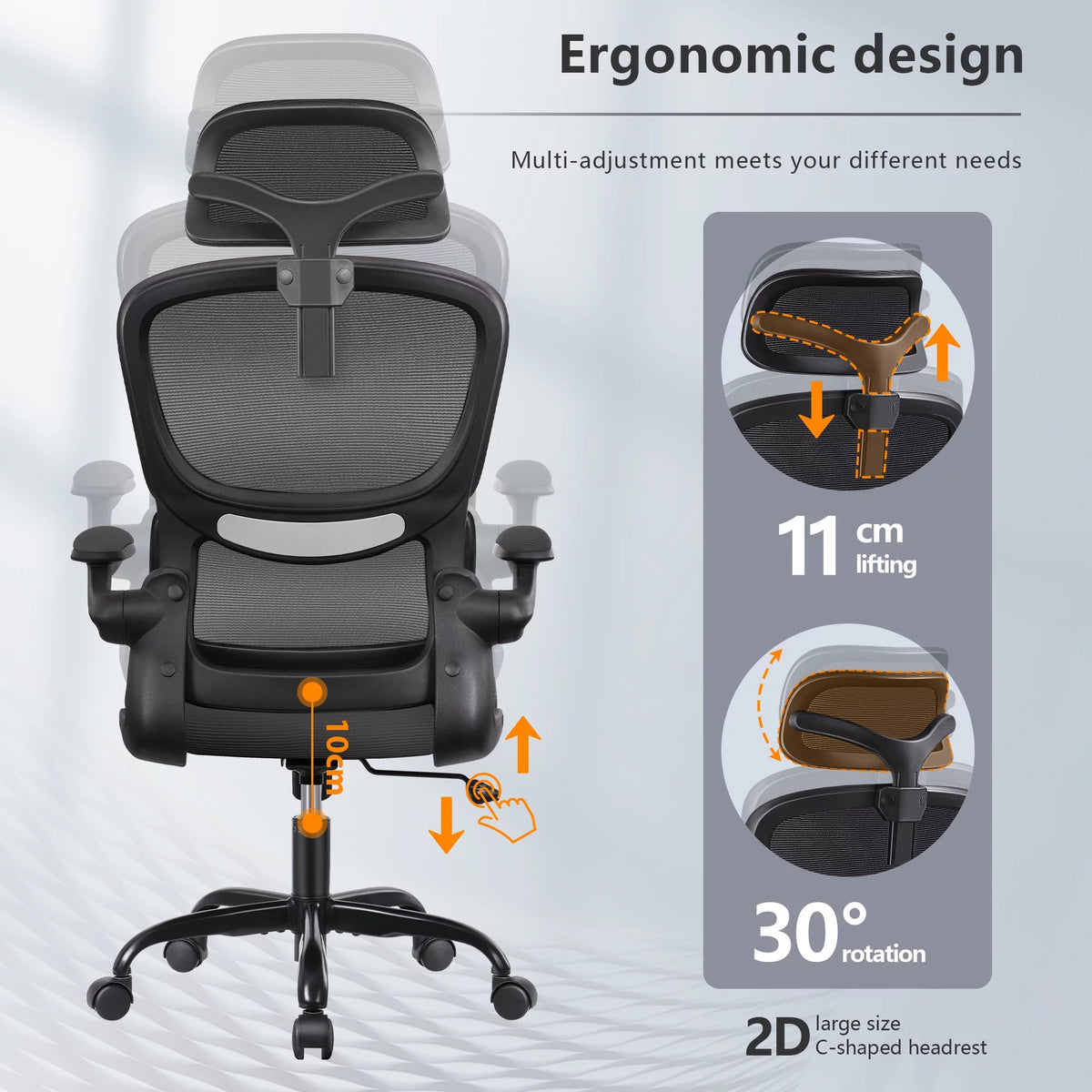 Black High Back Mesh Ergonomic Office Chair P681