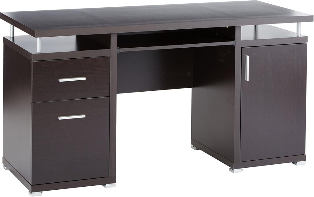 White Computer Desk with 2 Drawers and Cabinet H37495