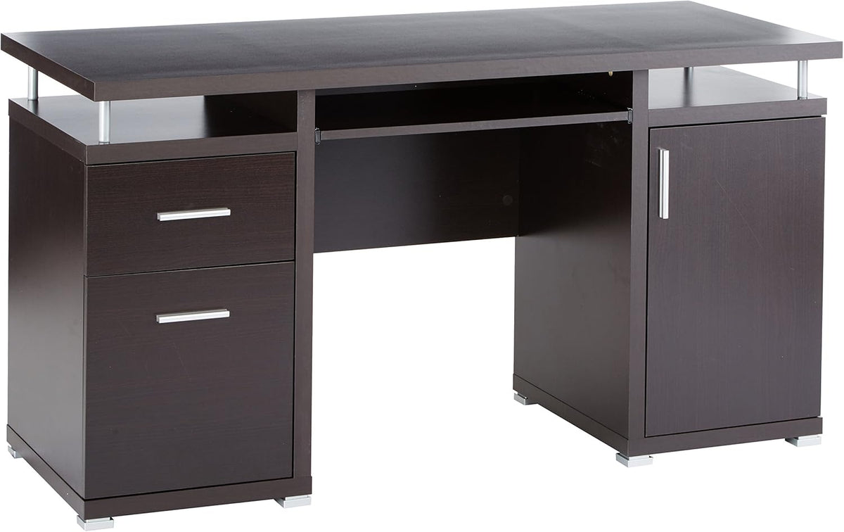 White Computer Desk with 2 Drawers and Cabinet H37495