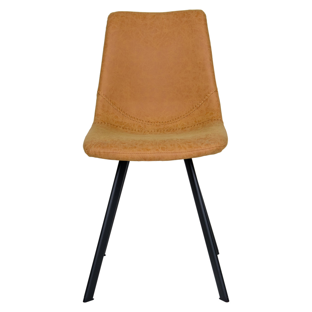 Light Brown Leather Dining Chair With Metal Legs X207149
