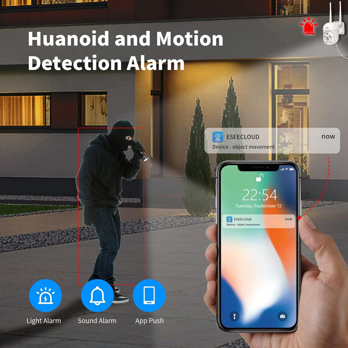 3MP Outdoor WiFi Pan/Tilt Security Camera with Floodlights G13165
