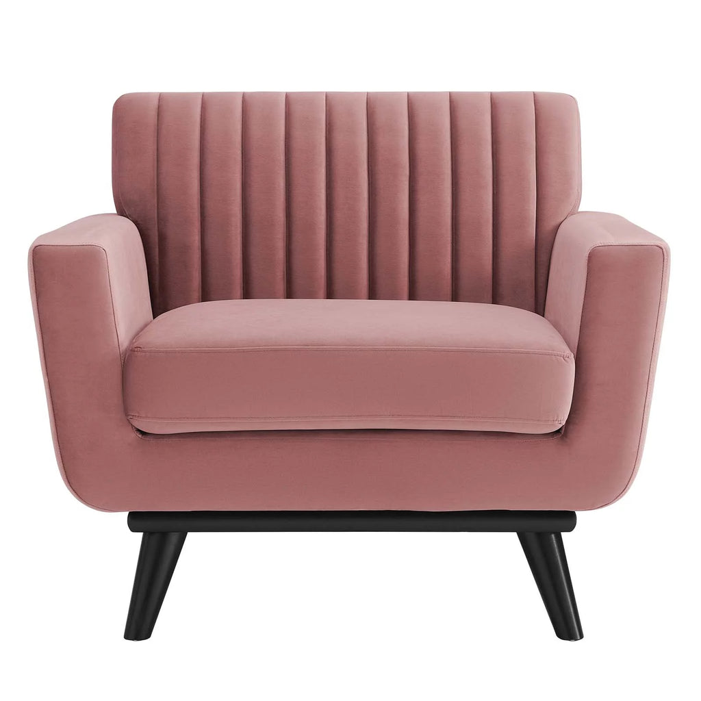 Dusty Rose Channel Tufted Performance Velvet Armchair Y760