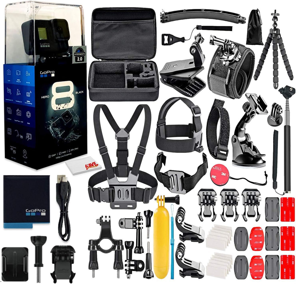 Black Waterproof 4K Action Camera with Accessory Kit N1638