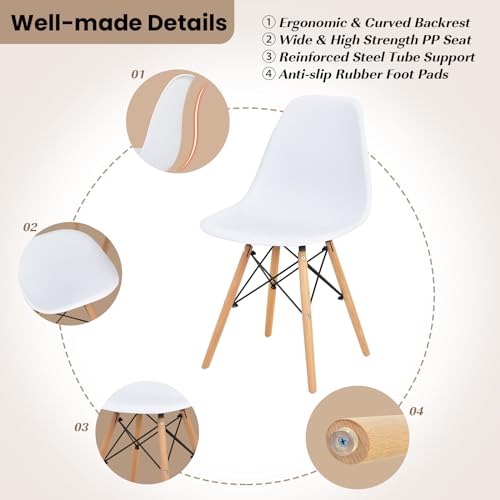 Round Dining Table and Chairs Set of 4 with Wood Legs N297482