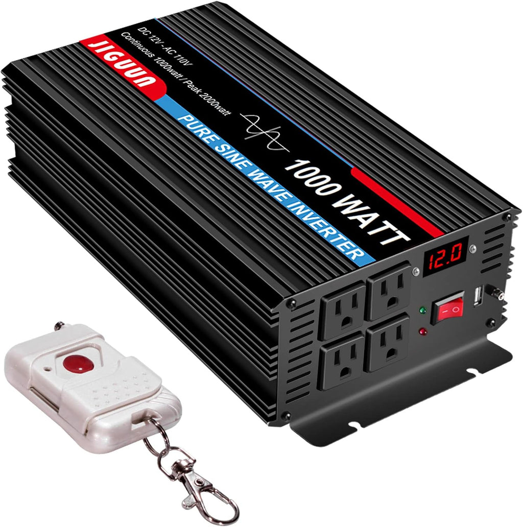 1000 Watt Pure Sine Wave Power Inverter DC 12V to AC 110V Converter F13545