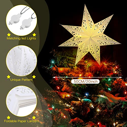 Star Paper Lanterns Lampshade with LED Light 20 Inches Warm Yellow F8750