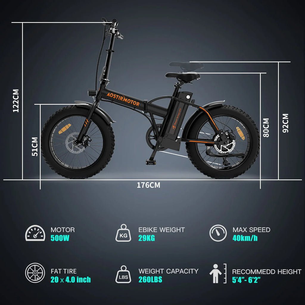 Folding Electric Bike 20 inch Fat Tire 500W 36V 13AH C173