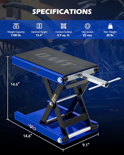 1100lb Motorcycle Scissor Lift Jack with Wide Deck T Handle T8195
