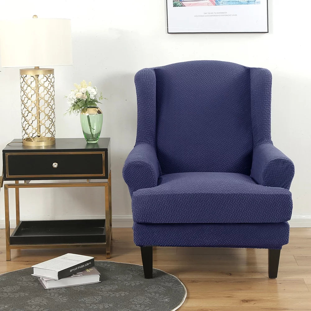 2 Piece Stretch Wingback Chair Slipcovers O787
